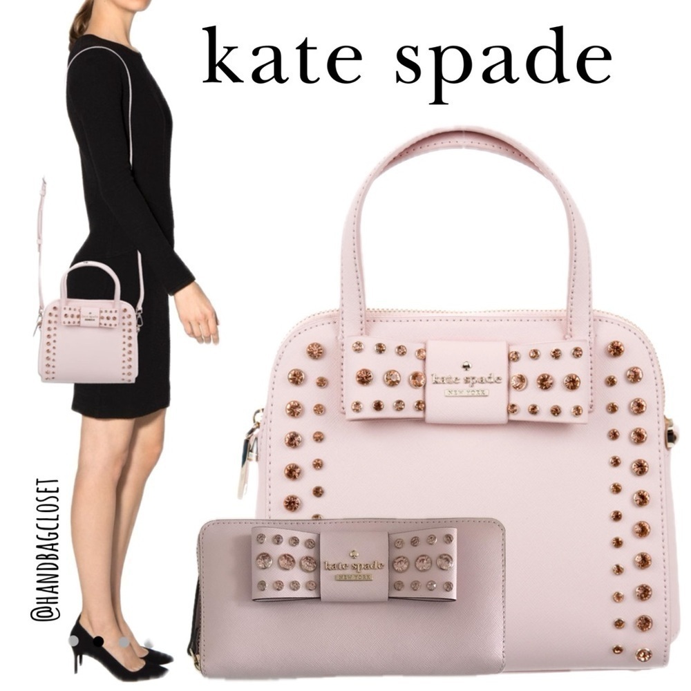 Kate Spade Pink Crystal Davies Merriam Bag and Matchjng Wallet Rare Set